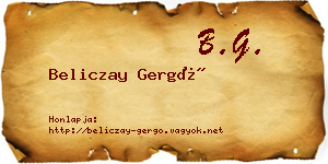 Beliczay Gergő névjegykártya